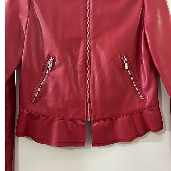ZARA Red Faux Leather Jacket - Picture 10 of 11